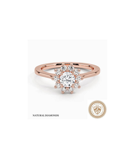Sunflower Halo Round Diamond Engagement Ring