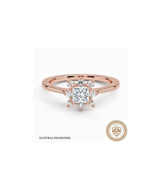 Sunflower Halo Diamond Engagement Ring