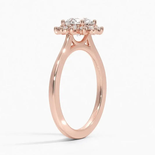 Sunflower Halo Round Diamond Engagement Ring