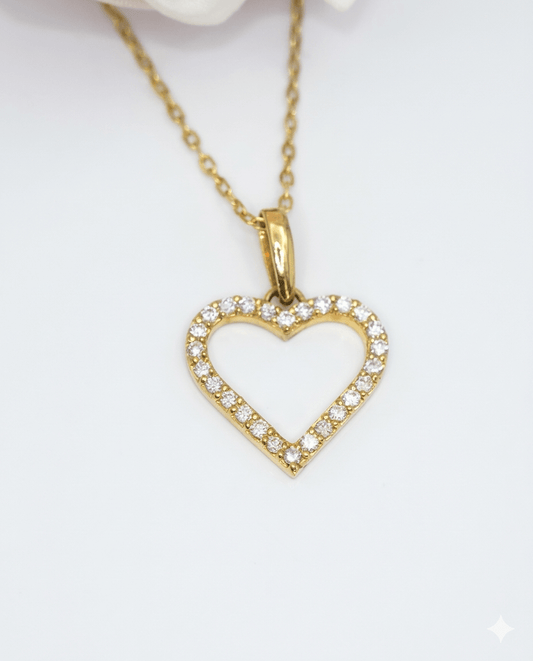 Open Heart Pavé Necklace