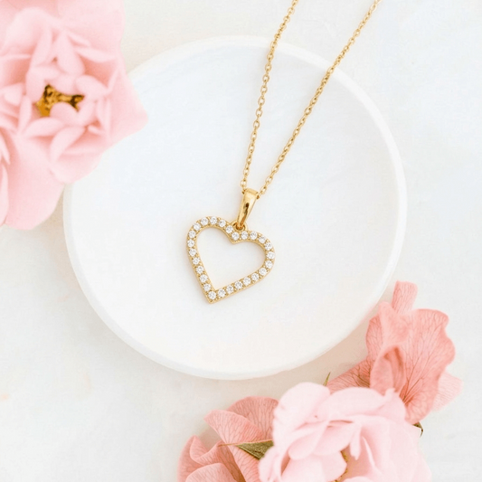 Open Heart Pavé Necklace