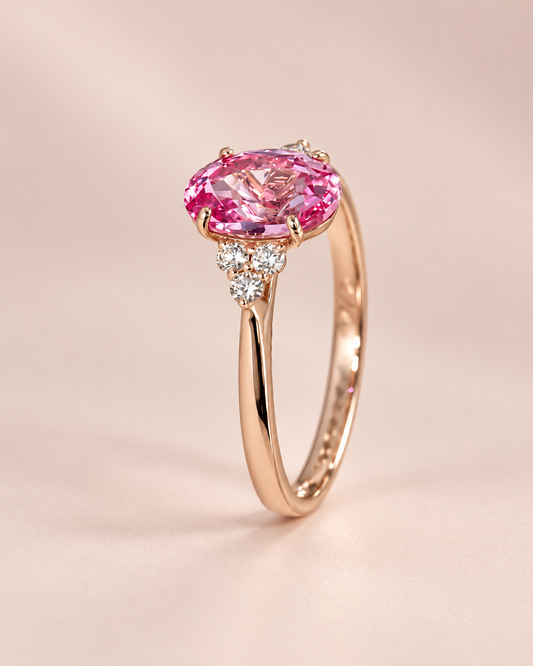 Eloria Oval Cut Pink Sapphire Engagement Ring