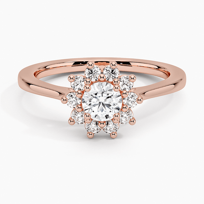 Sunflower Halo Round Diamond Engagement Ring