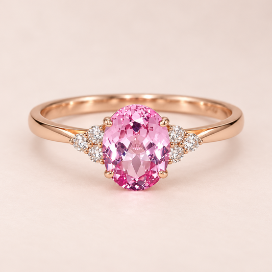 Eloria Oval Cut Pink Sapphire Engagement Ring